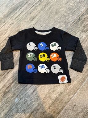 Mish Boys Black Layered Long-Sleeve Boys Football Helmet Tee - 3 months